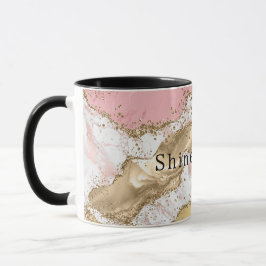 Taza Purpurina Oro de Mármol Blanco Rosa