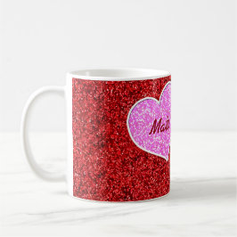 Taza Purpurina ROJO DEL CORAZÓN ROJO DE PINK
