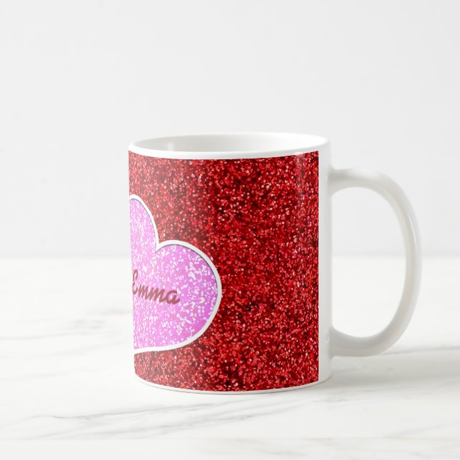 Taza Purpurina ROJO DEL CORAZÓN ROJO DE PINK (Derecha)