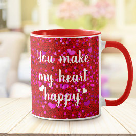 Taza Purpurina Rojo Rosa: Me haces feliz el guión