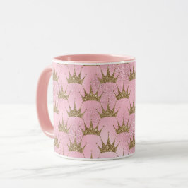 Taza Purpurina rosa Crown de oro