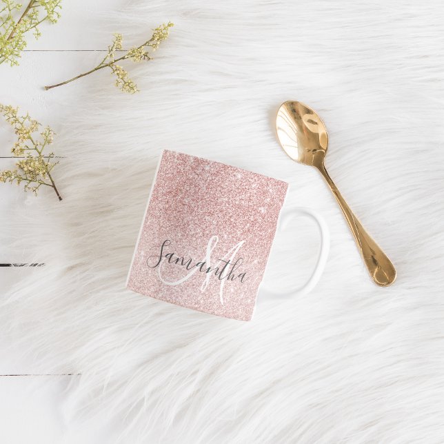 Taza Purpurina rosa moderno marca nombre personalizado (Subido por el creador)