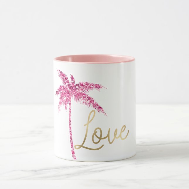 Taza Purpurina rosa Palm Tree Gold Love (Centro)