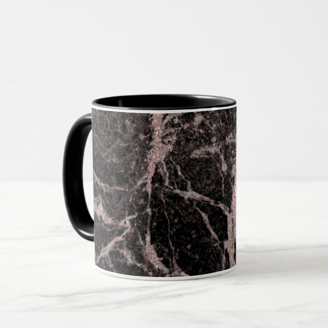 Taza Purpurina rosado negro y Rosa Marble Glam trendy (Anverso izquierdo)