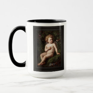 Taza Putto Alimentando Una Fresa A Un Ave