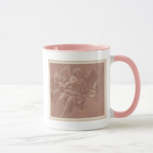 Taza Putto y ángel que sostienen una banderola