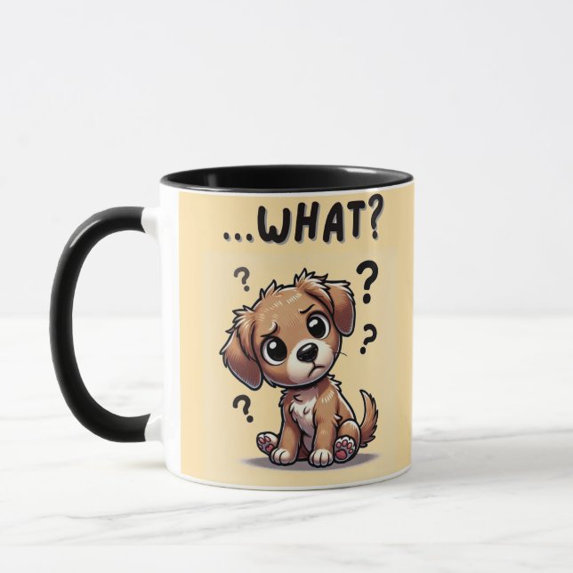Taza "¿qué?" Adorable Personalizado confuso (Izquierda)