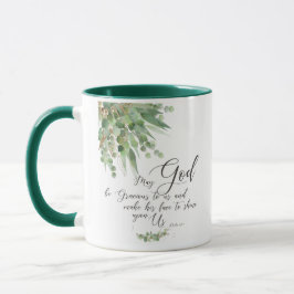 Taza Que Dios sea amable, verde y dorado.