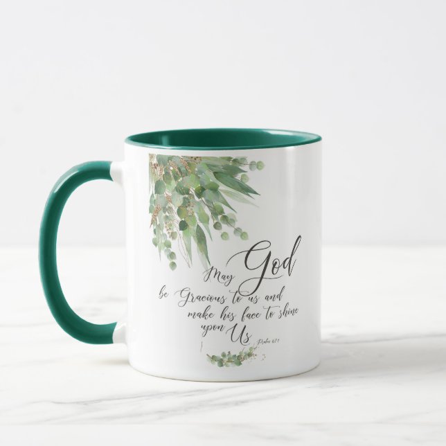 Taza Que Dios sea amable, verde y dorado. (Izquierda)