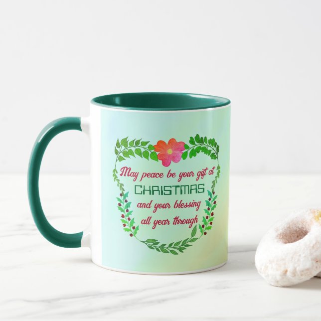 TAZA QUE LA PAZ SEA TU REGALO A LOS NAVIDADES (Con donut)