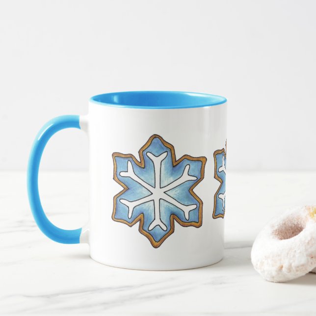 Taza Que Nieva a los Navidades azules Hanukkah vacacion (Con donut)