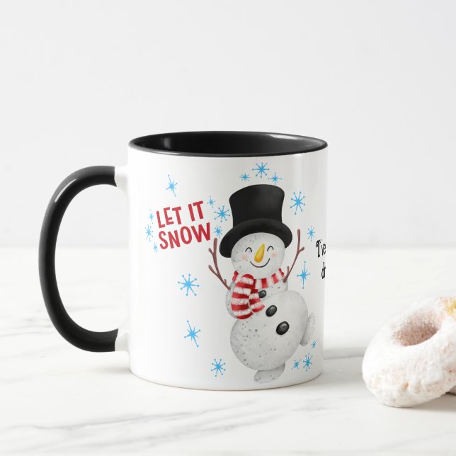 Taza Que Nieva A Snowman Mug (Con donut)