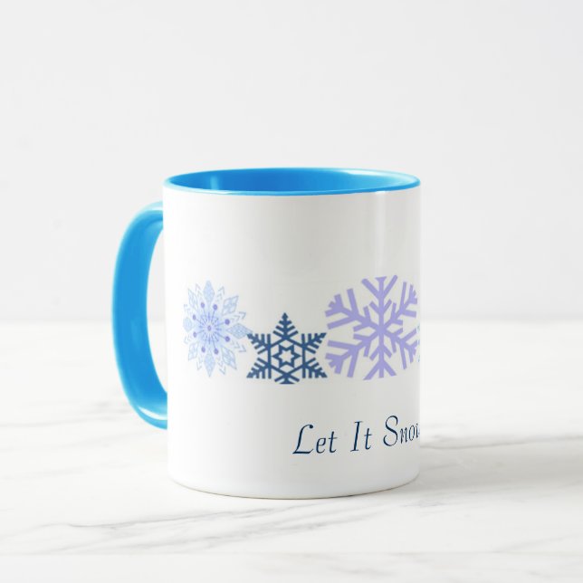 Taza ¡Que nieve | Copos de nieve azules (Anverso izquierdo)