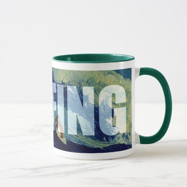 Taza que practica surf estaría practicando surf (Derecha)