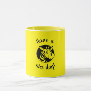 Taza "Que tengas un buen día" cebra negra y amaril