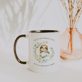 Taza Quédate en casa Quédate a salvo | Perezoso acuarel