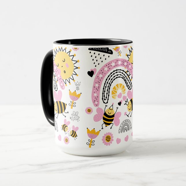 Taza Queen BEES BFF, Baby Girl, Girly Gifts Pink (Anverso izquierdo)