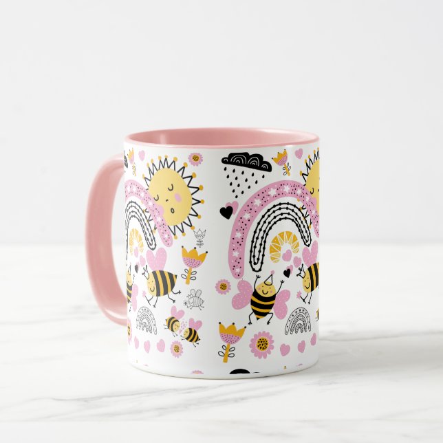 Taza Queen BEES BFF, Baby Girl, Girly Gifts Pink (Anverso izquierdo)