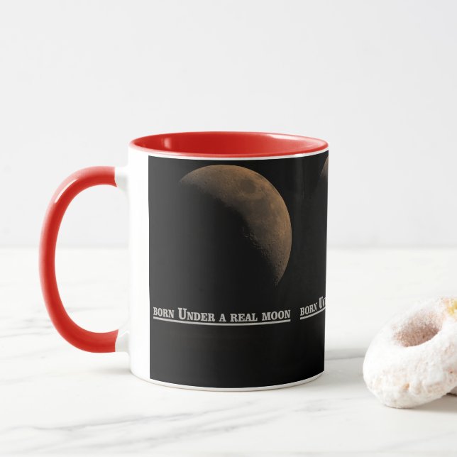 Taza Quema Bajo una Luna Real (Con donut)