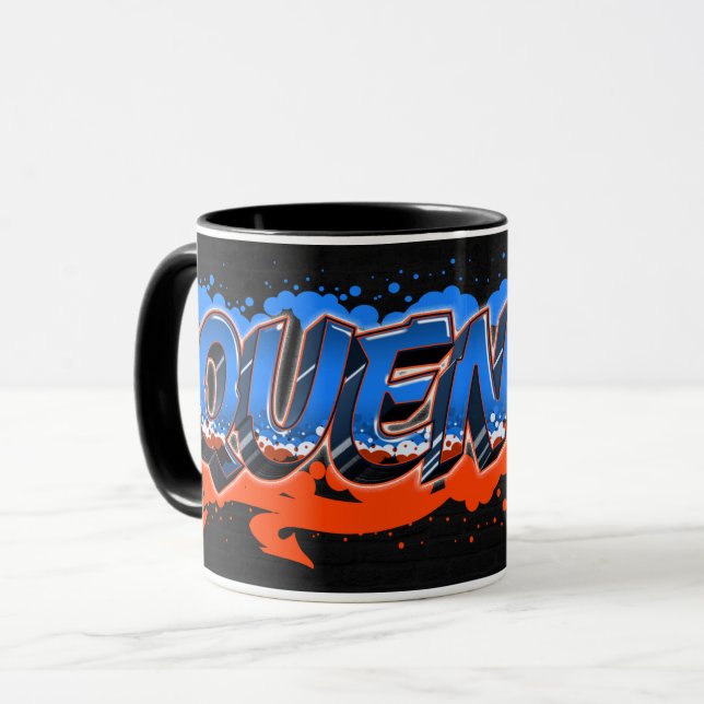 Taza Quentin Vorname Name Graffiti blue orange Tasse (Anverso izquierdo)