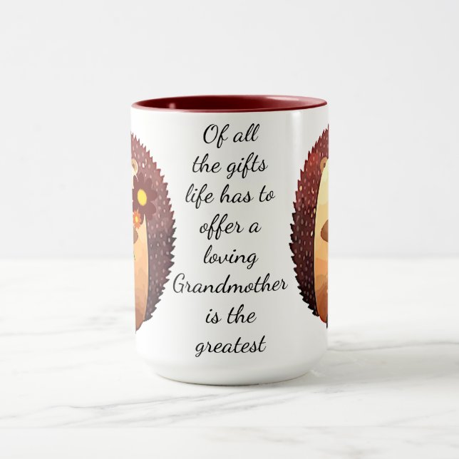 Taza Querida Abuela Inspiradora Cita Hedgehog (Centro)