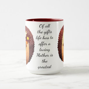 Taza Querida Madre Cita Inspiradora Cute Hedgehog