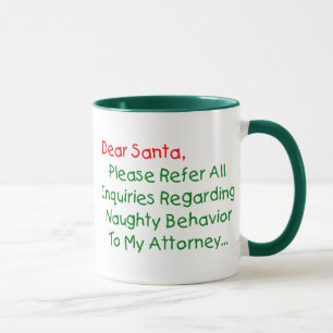 Taza Querido abogado Santa - Carta divertida de Navidad