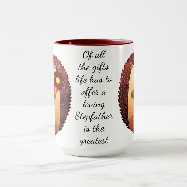 Taza Querido padrastro Inspirador Cita Hedgehog (Centro)