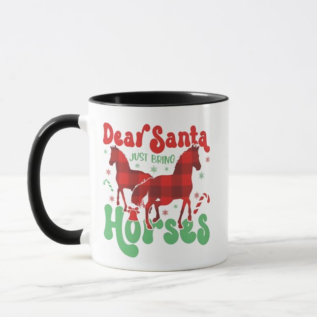Taza Querido Papá Noel, trae a los caballos divertidos  (Izquierda)