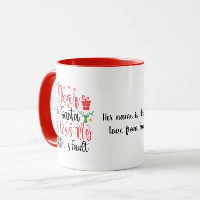 Taza Querido Santa, fue culpa de mi hermana Editable (Anverso izquierdo)