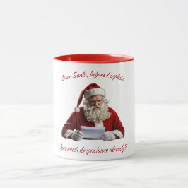 Taza Querido Santa. Funny Santa Claus, feriado de Navid