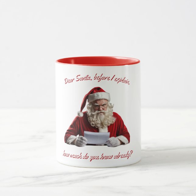 Taza Querido Santa. Funny Santa Claus, feriado de Navid (Centro)