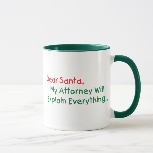 Taza Querido Santa Mi Abogado Explicará - Divertida Nav (Derecha)