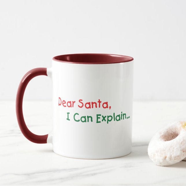 Taza Querido Santa, Puedo Explicar - Carta Divertida pa (Con donut)