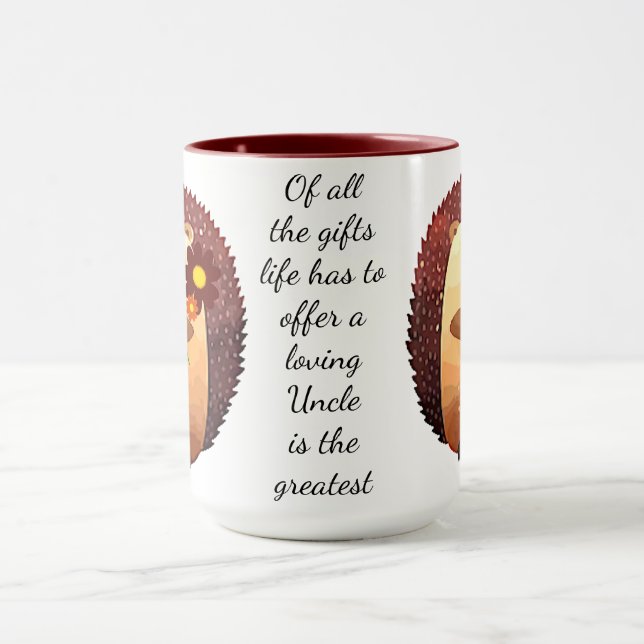 Taza Querido tío Inspirador Cita Hedgehog (Centro)