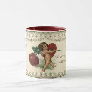 Taza Querubín Vintage Victoriano de San Valentín, Rosa 