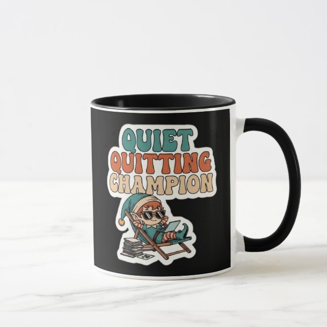 Taza Quiet Quitting Elf Funny Office Humor Coffee Mug (Derecha)