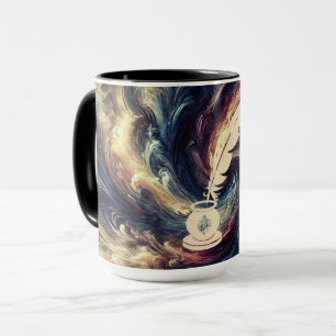 Taza Quill Pen Arte abstracto moderno