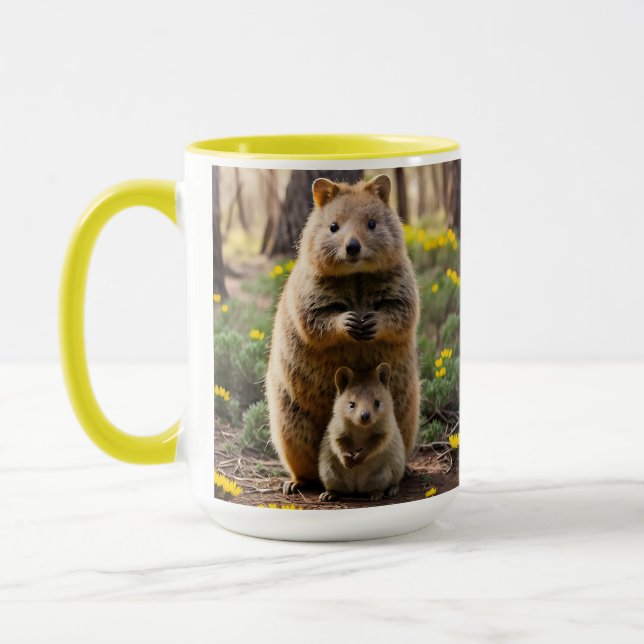 Taza Quokka Madre Y Bebé, Café Mug (Izquierda)