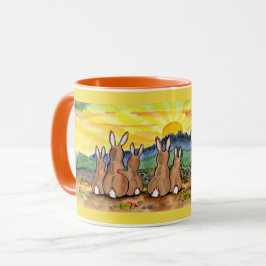 Taza Rabbit Family Sunrise Bright Designer Mug