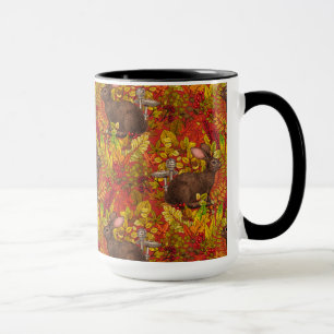 Taza Rabbit otoñal en rojo