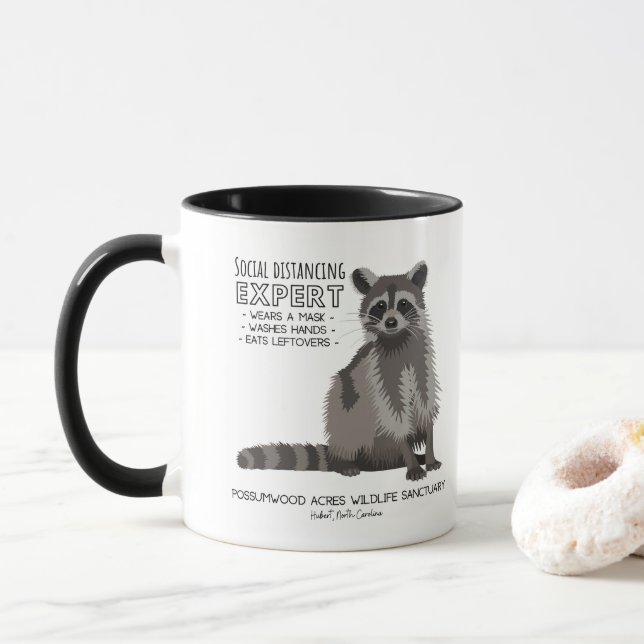 Taza Raccón de distanciamiento social (Con donut)