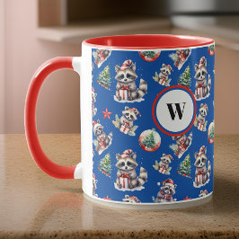 Taza Racconones de Navidades con regalos árbol de globo