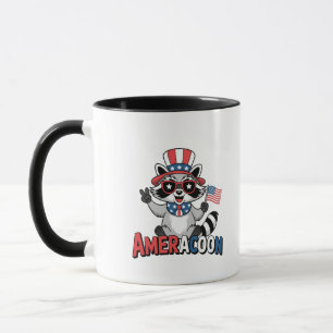 Taza Raccoon Americoon Patriótico 4° de julio de Améric