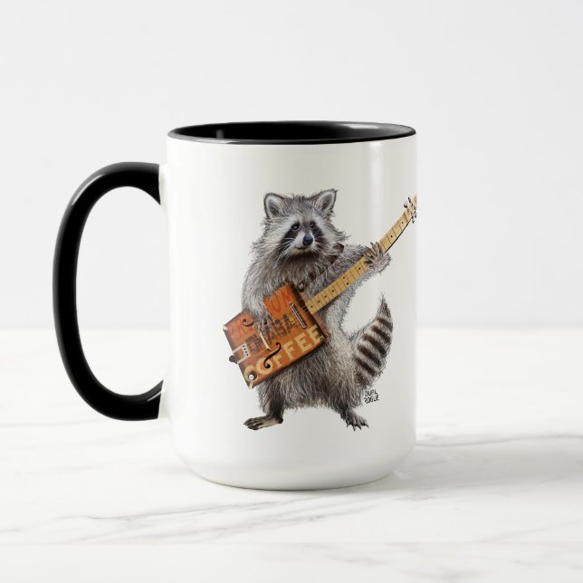 Taza Raccoon Coffee Guitar Art (Izquierda)