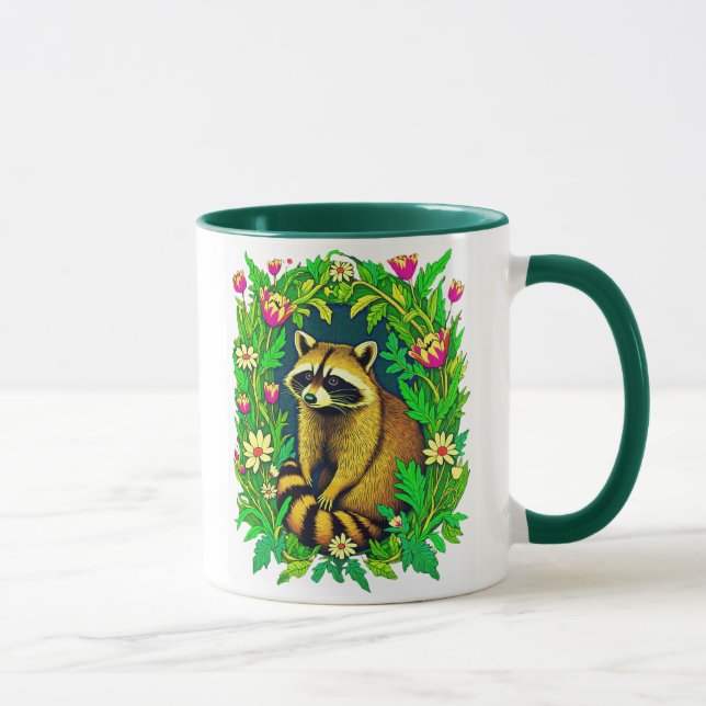 Taza Raccoon en medio del Jardín de Flores Silvestres (Derecha)