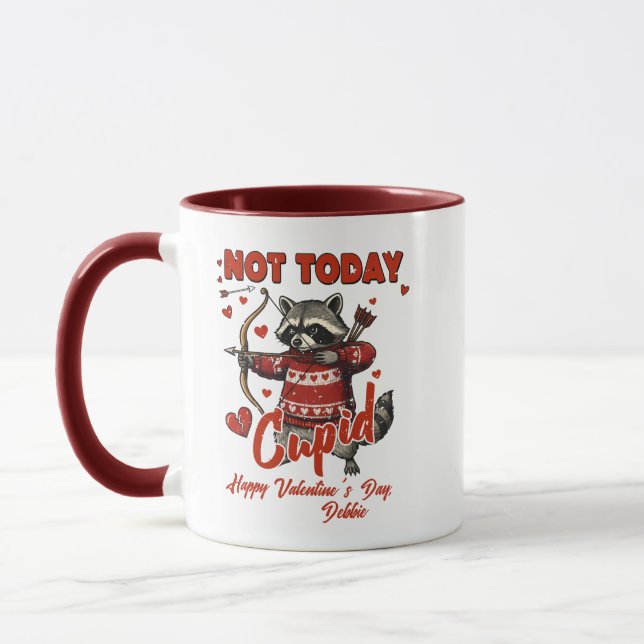 Taza Raccoon Valentine Mug – Not Today Cupid (Izquierda)