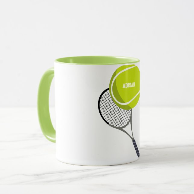 Taza Racquet y bolas de tenis personalizado (Anverso izquierdo)