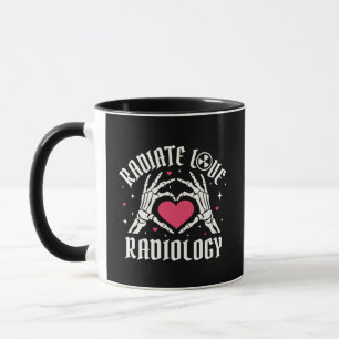 Taza Radiología Manos de Esqueleto Corazón que irradia