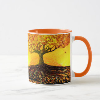Taza Raíces de arte originales de color amarillo profun